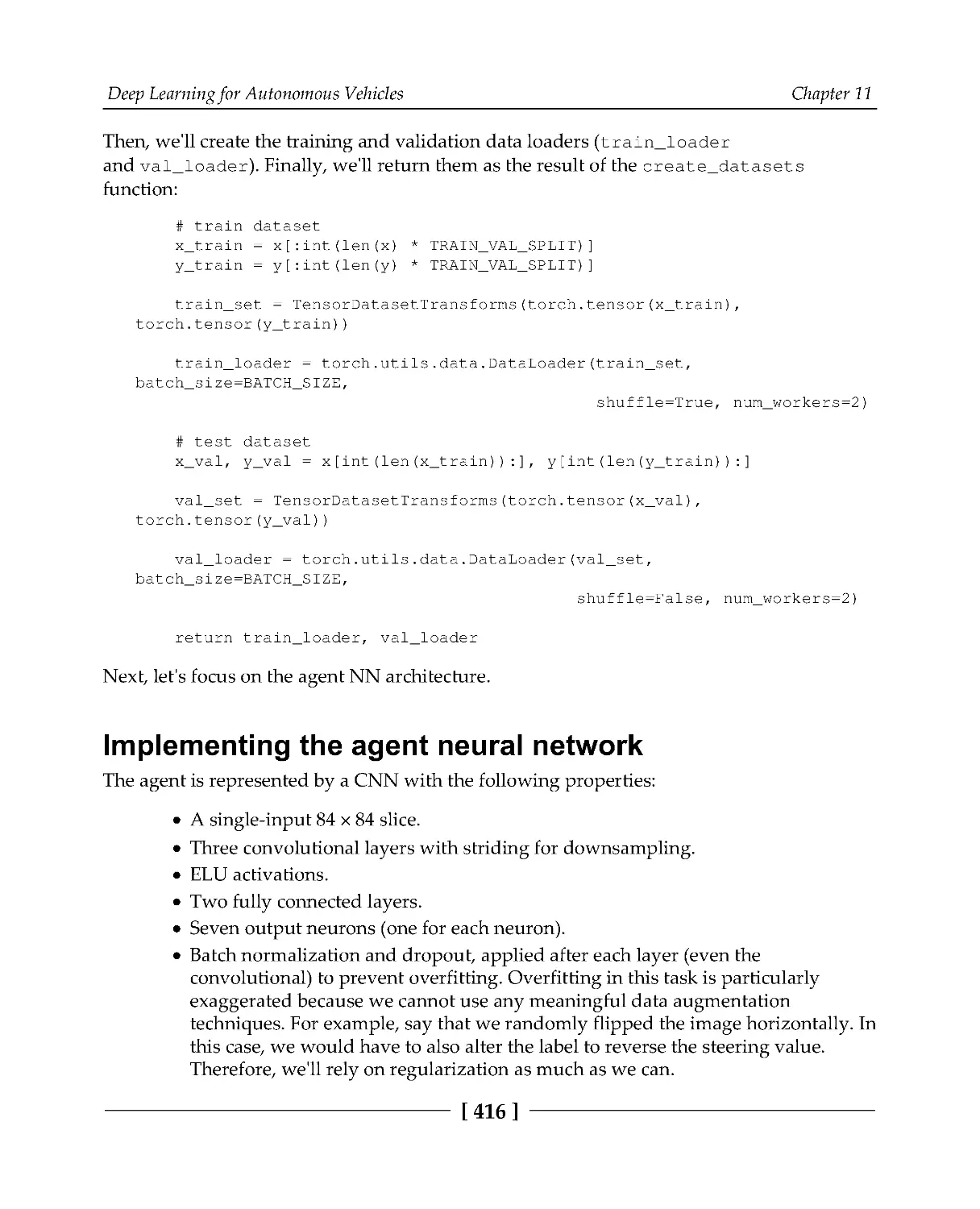 Implementing the agent neural network