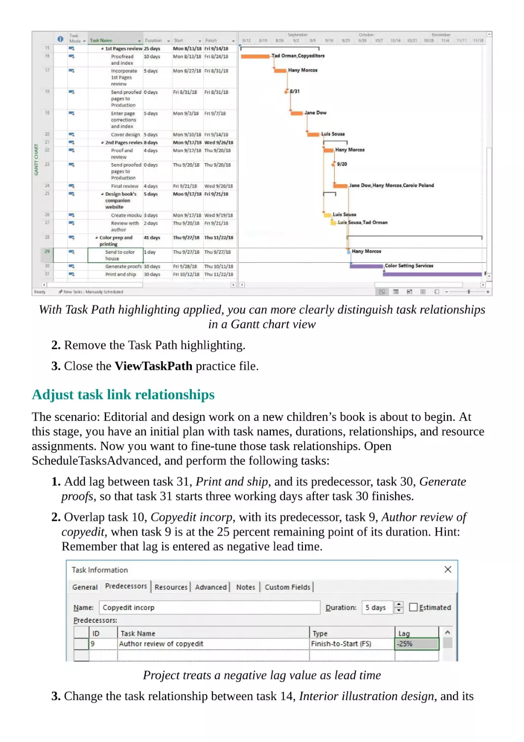 Adjust task link relationships