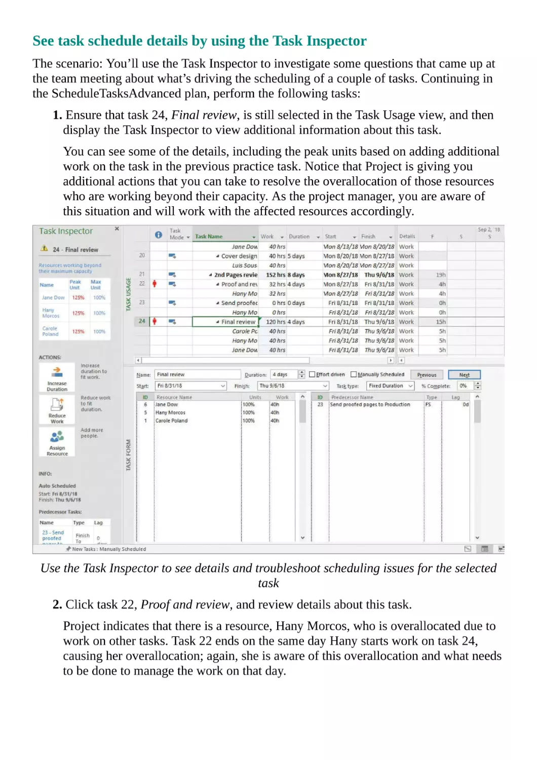 See task schedule details by using the Task Inspector