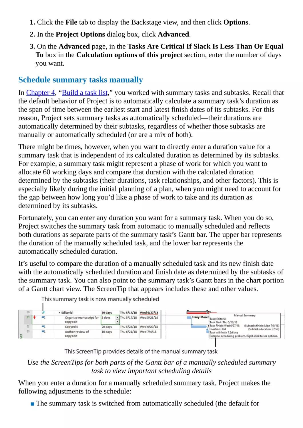 Schedule summary tasks manually