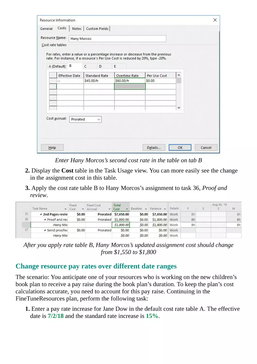Change resource pay rates over different date ranges
