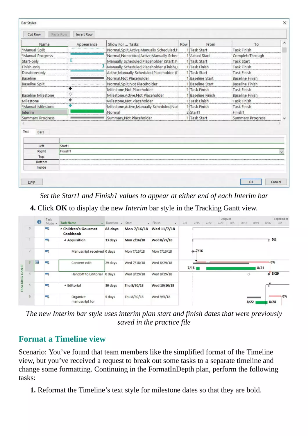 Format a Timeline view