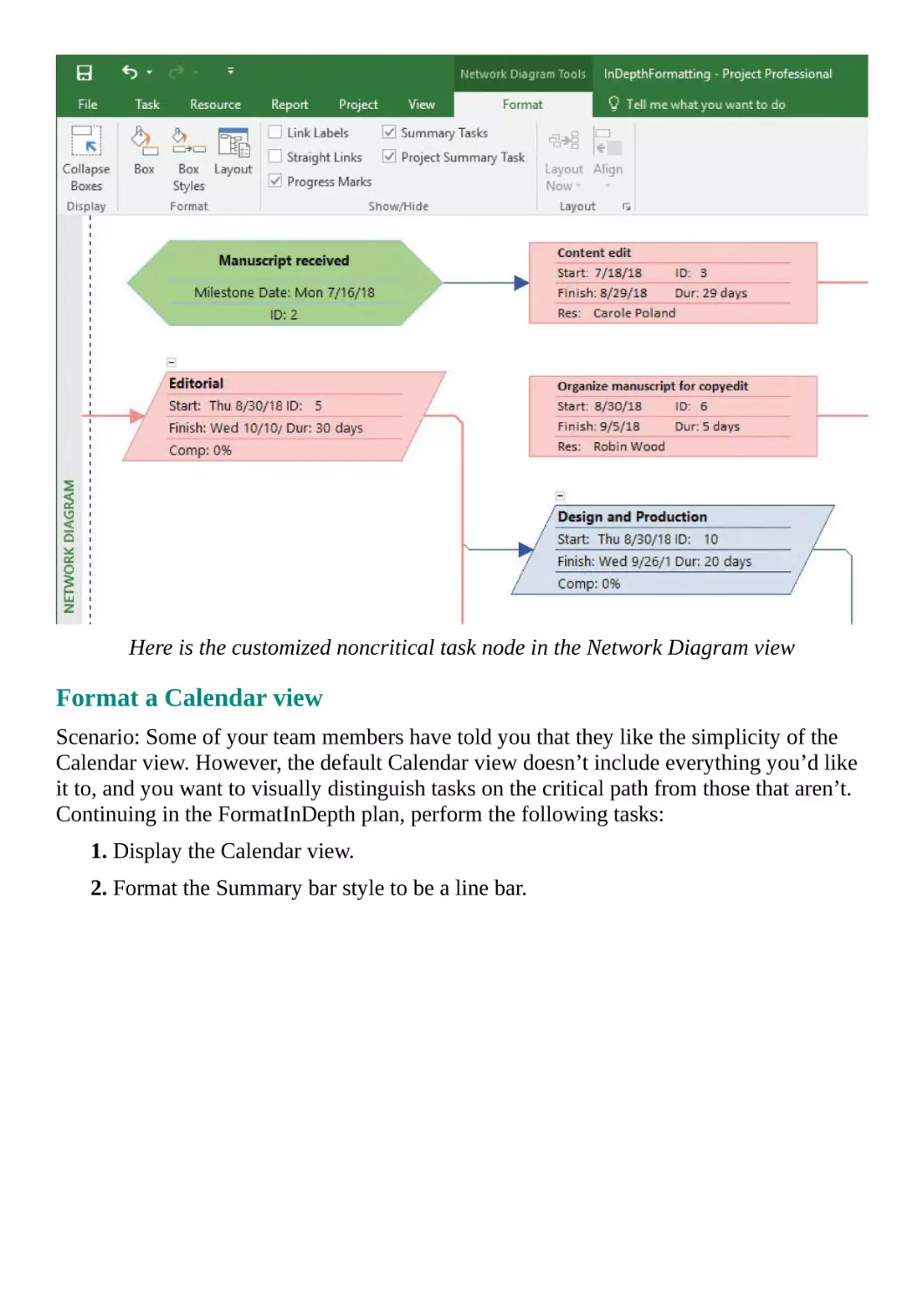 Format a Calendar view