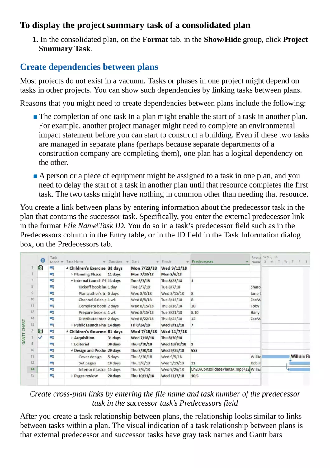 Create dependencies between plans