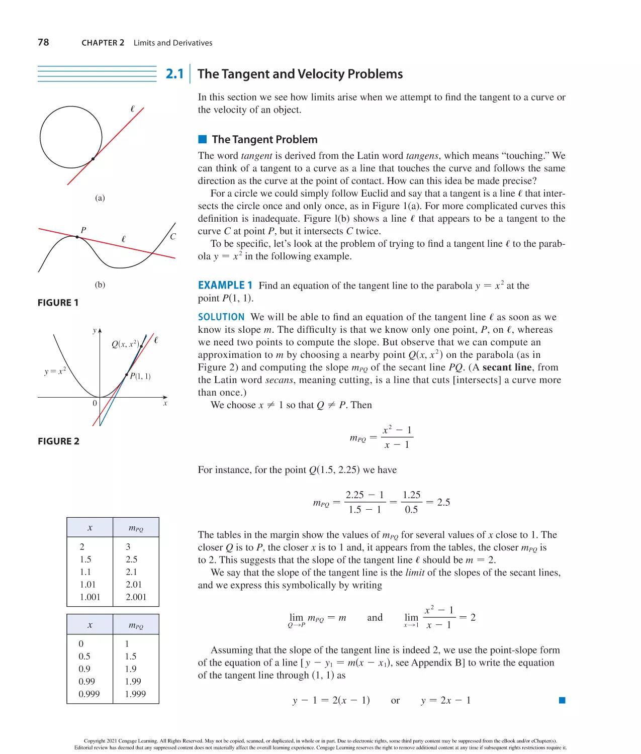 2.1 The Tangent and Velocity Problems