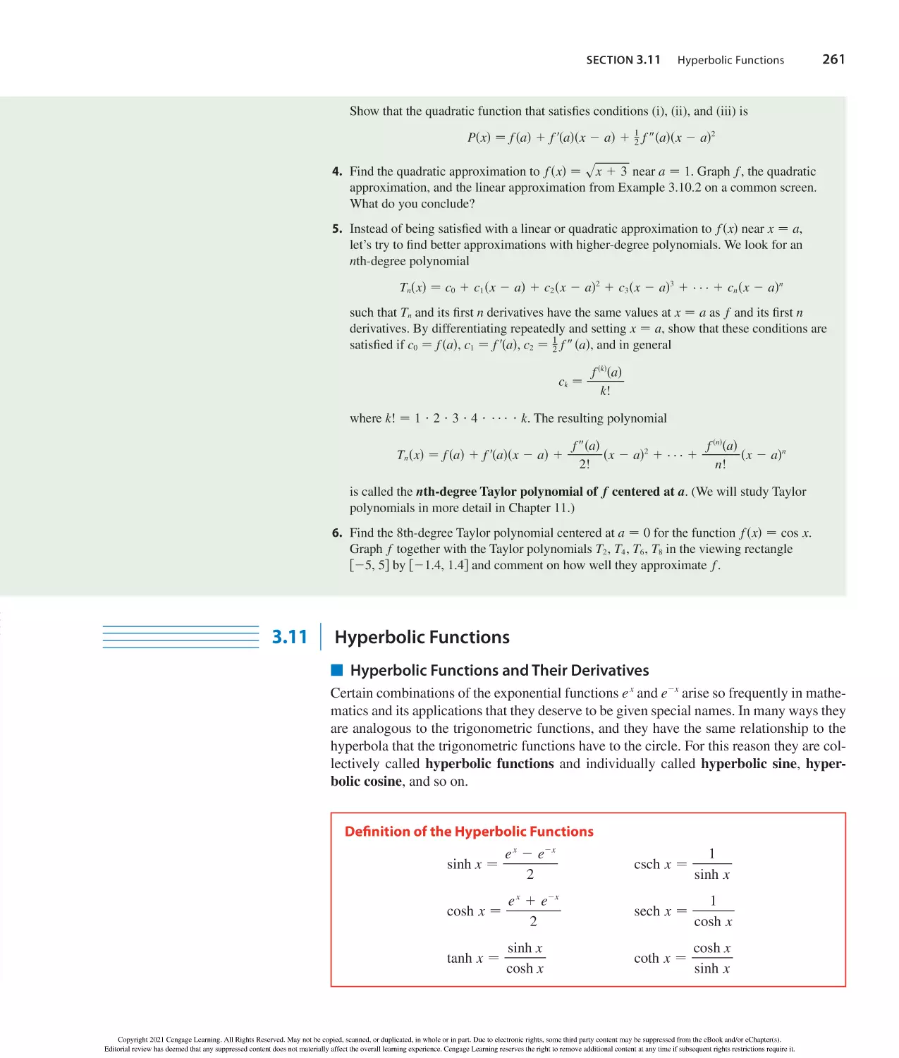 3.11 Hyperbolic Functions
