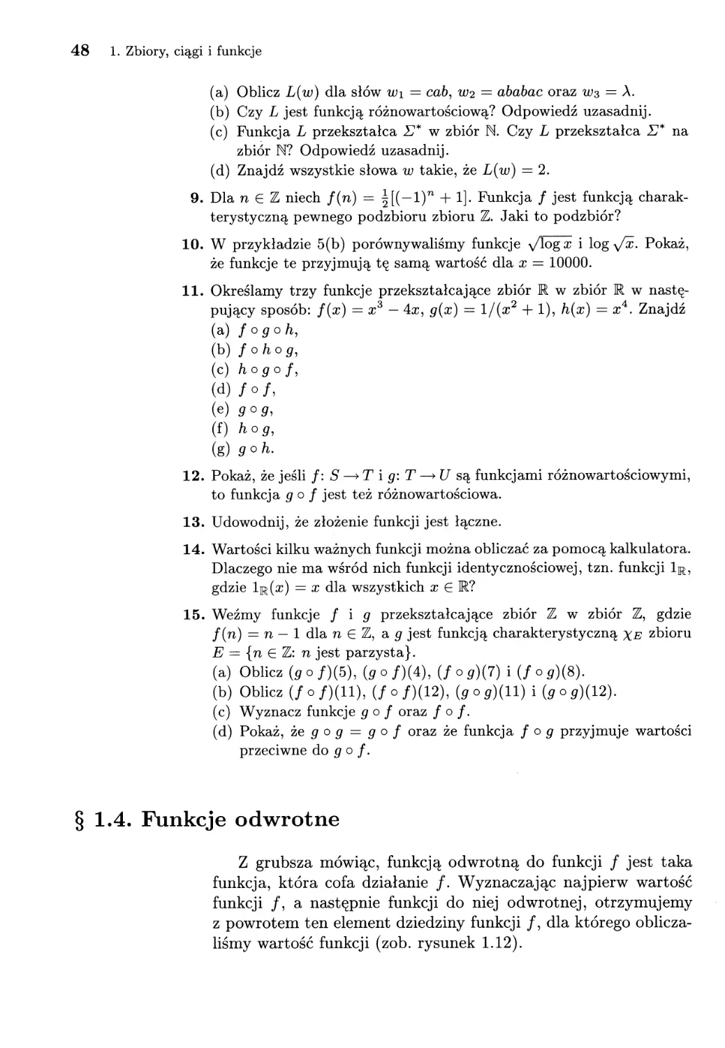 1.4. Funkcje odwrotne