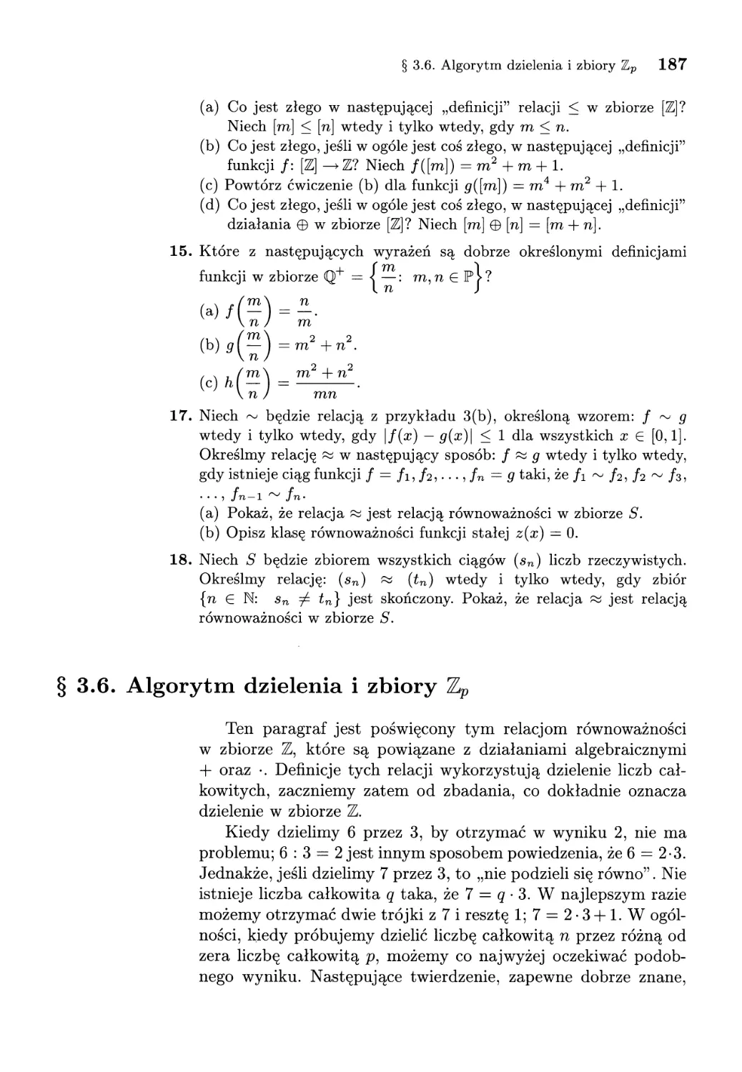 3.6. Algorytm dzielenia i zbiory Zp