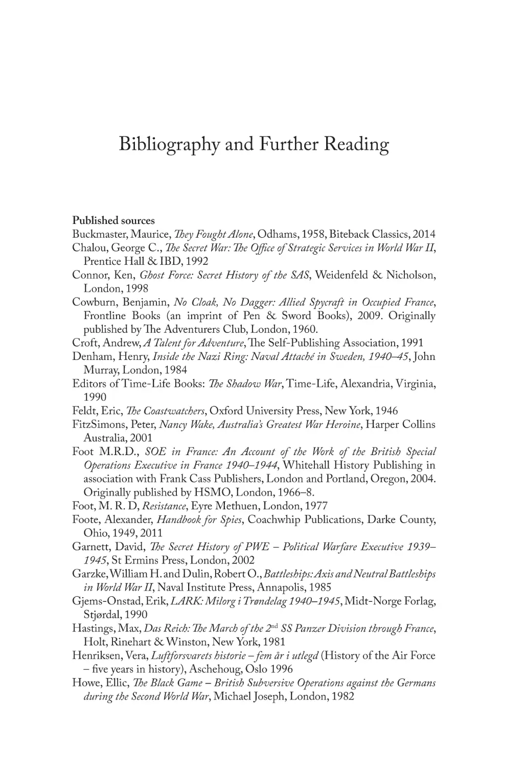 Bibliography and Further Reading