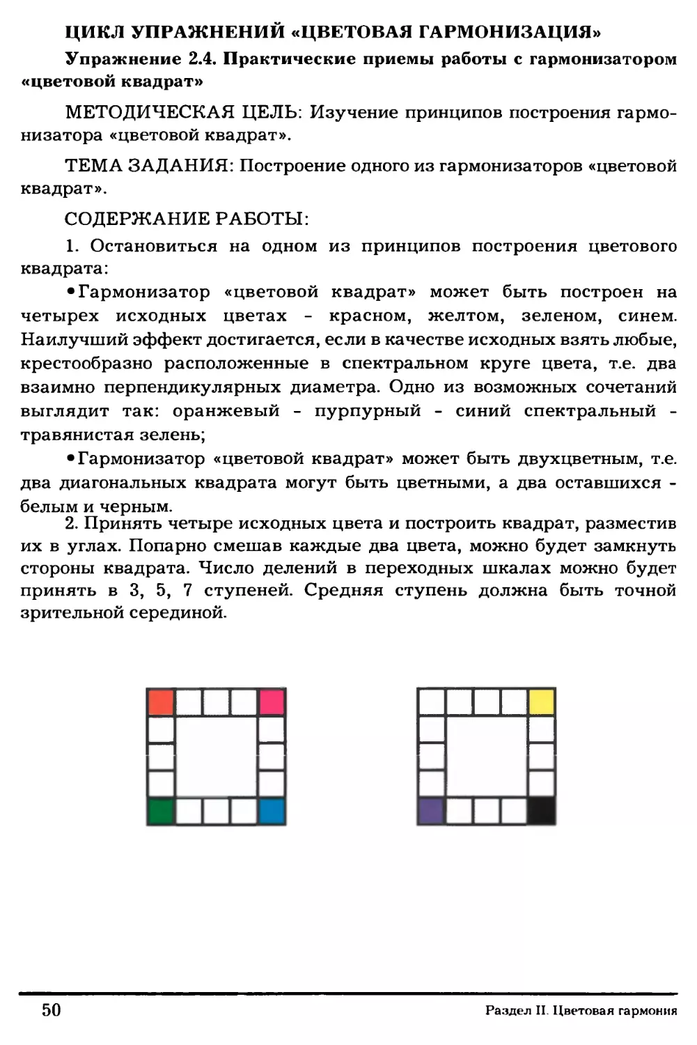 2.4. Практические приемы работы с гармонизатором «цветовой квадрат»