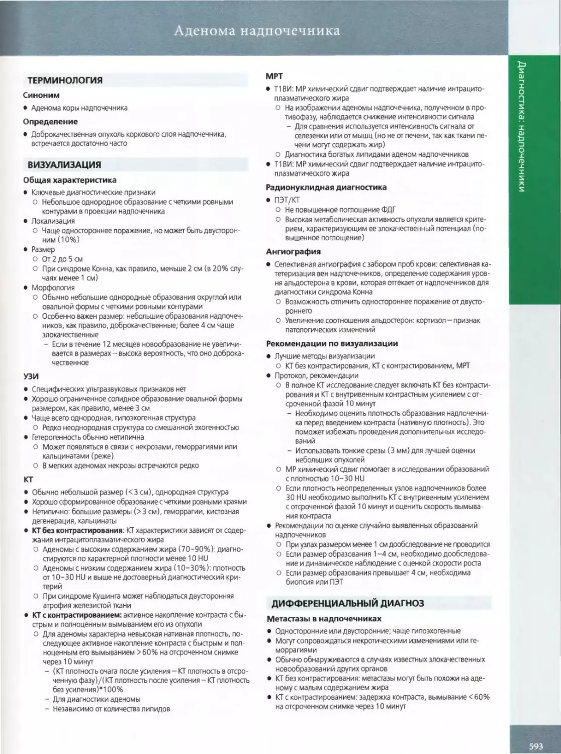 Аденома надпочечника
ТЕРМИНОЛОГИЯ
ВИЗУАЛИЗАЦИЯ
ДИФФЕРЕНЦИАЛЬНЫЙ ДИАГНОЗ