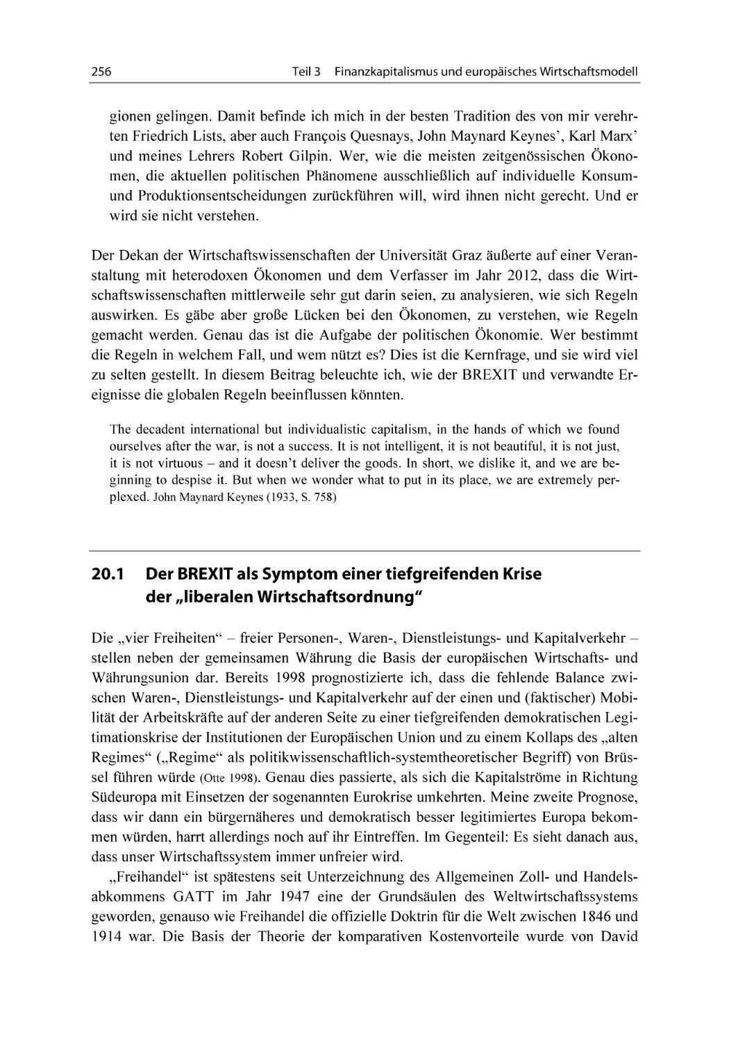 20.1 Der BREXIT als Symptom einer tiefgreifenden Krise der „liberalen Wirtschaftsordnung“