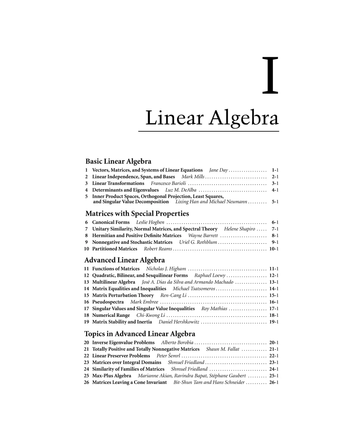 Part I. Linear Algebra