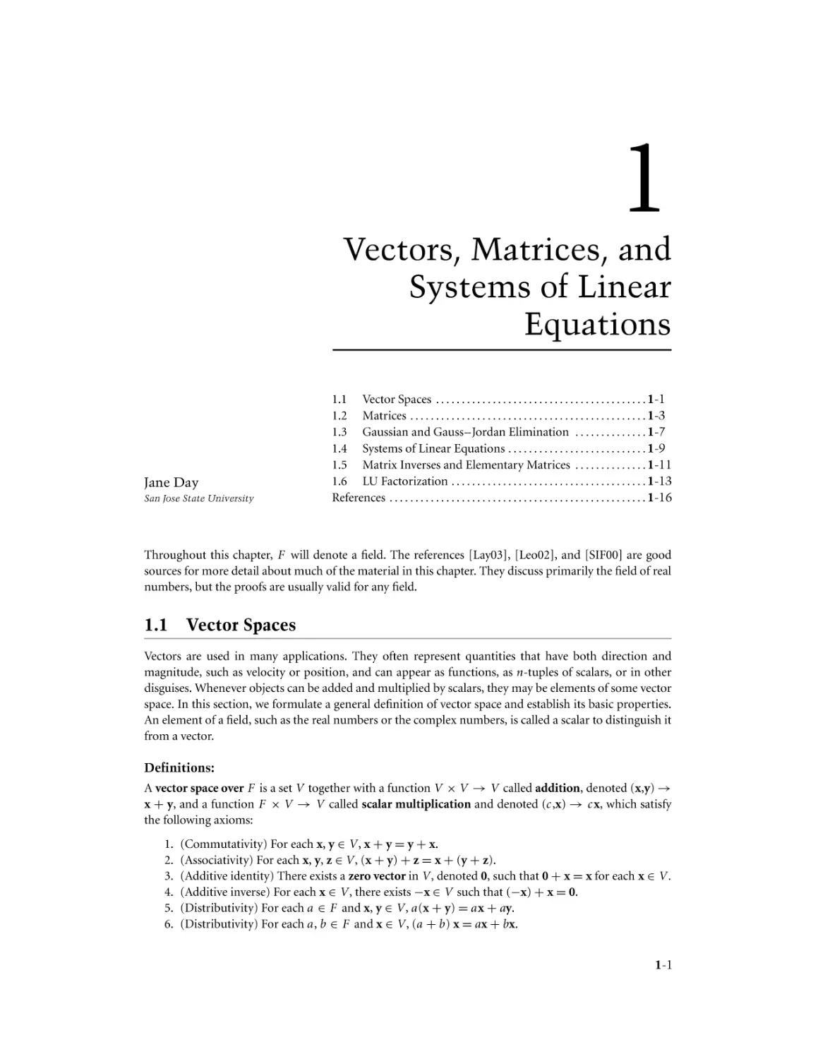 Chapter 1. Vectors, Matrices, and Systems of Linear Equations