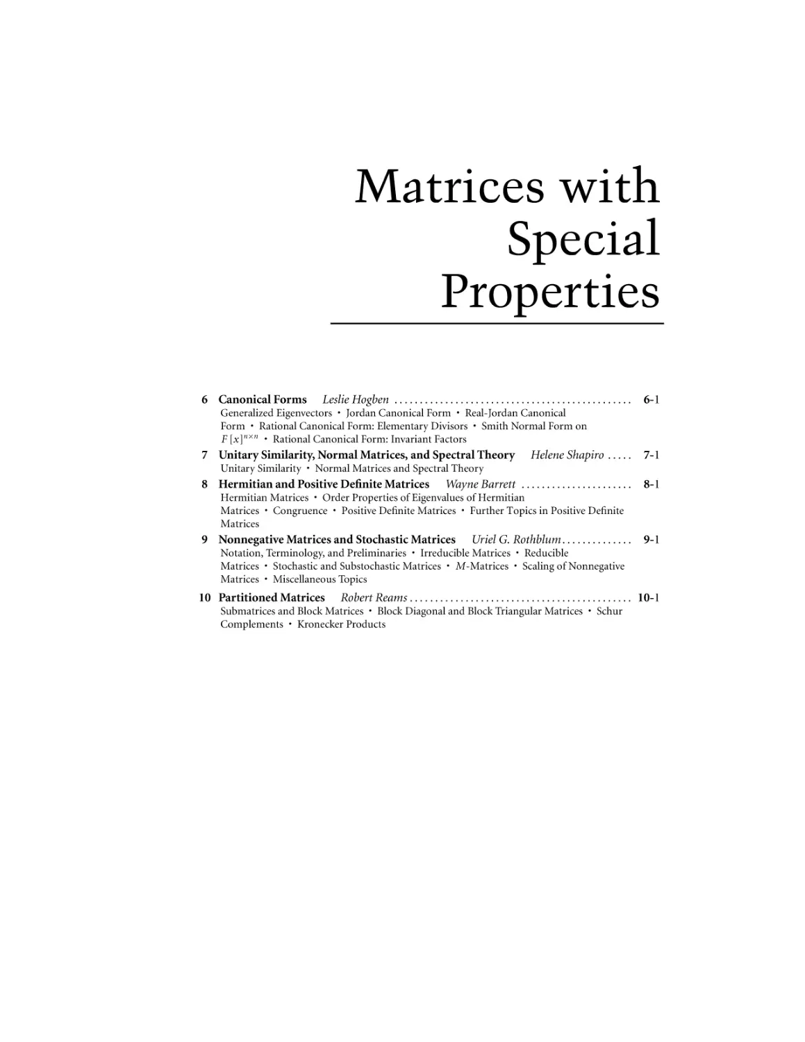 Matrices with Special Properties