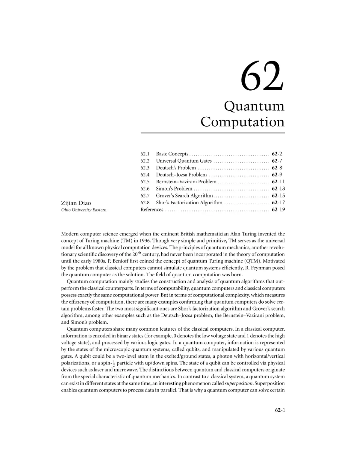 Chapter 62. Quantum Computation