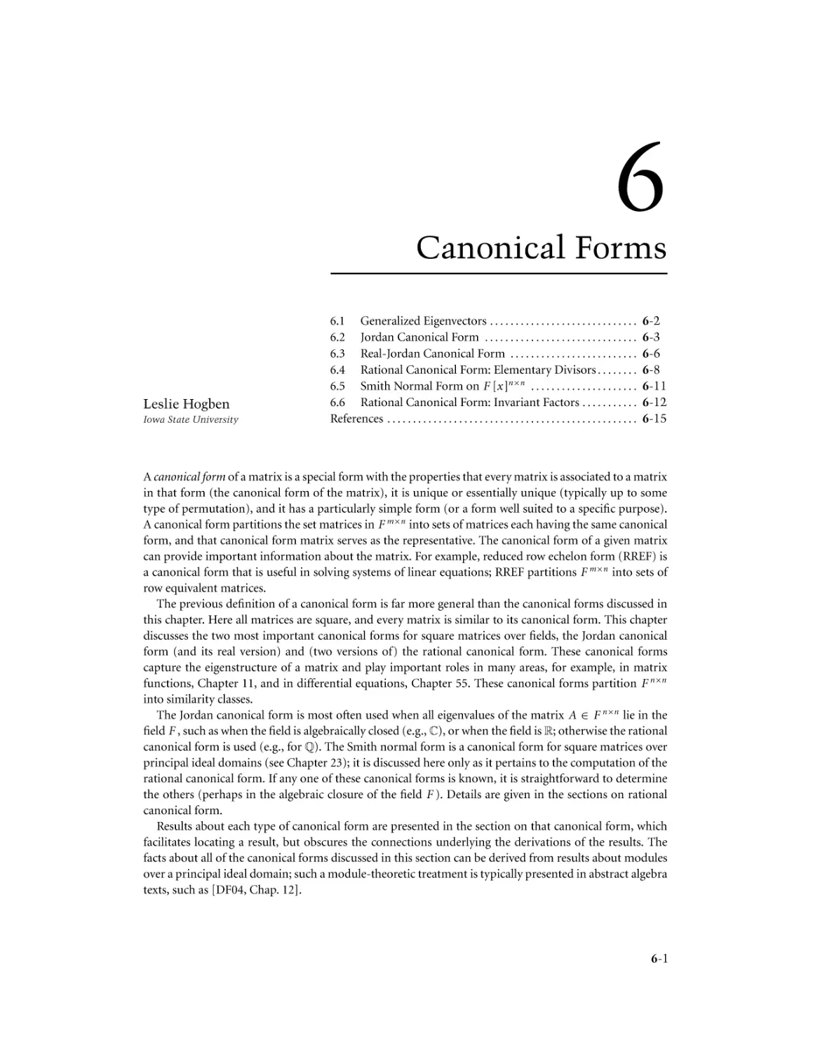Chapter 6. Canonical Forms