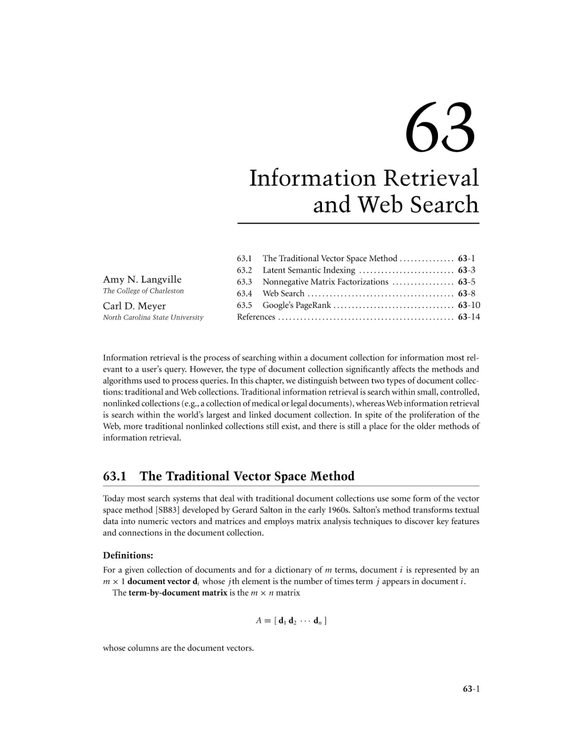 Chapter 63. Information Retrieval and Web Search