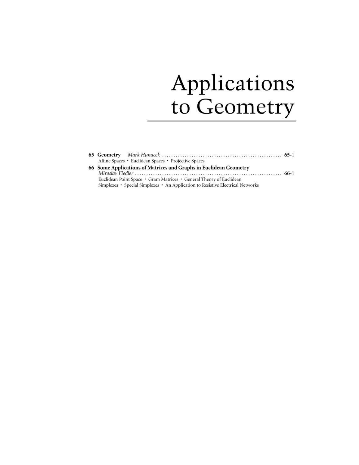 Applications to Geometry
