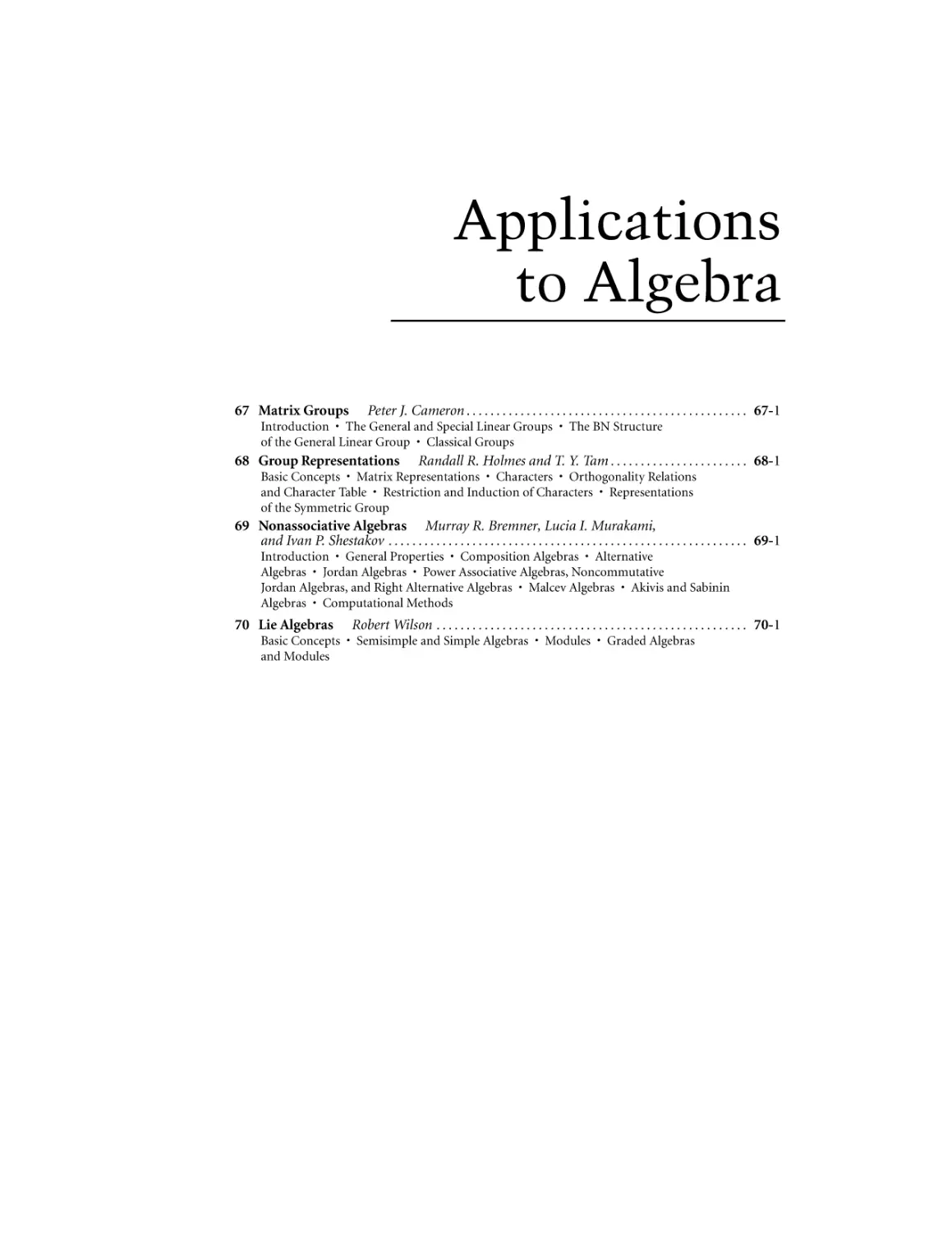Applications to Algebra