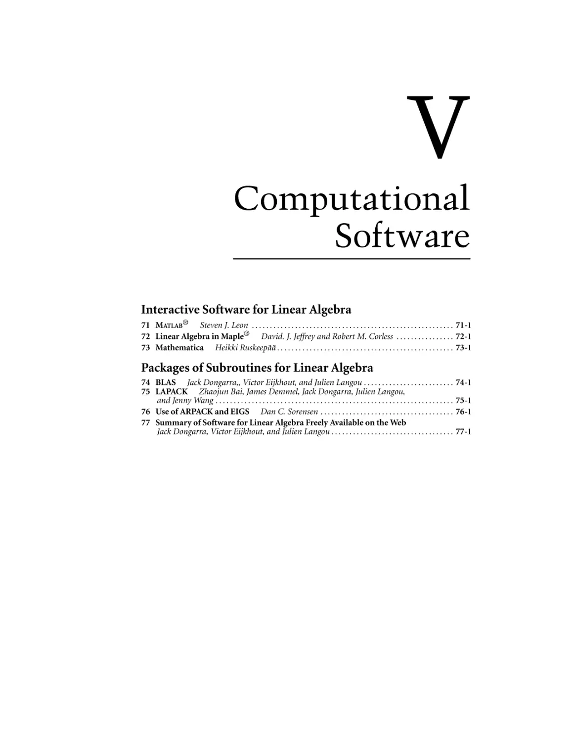 Part V. Computational Software