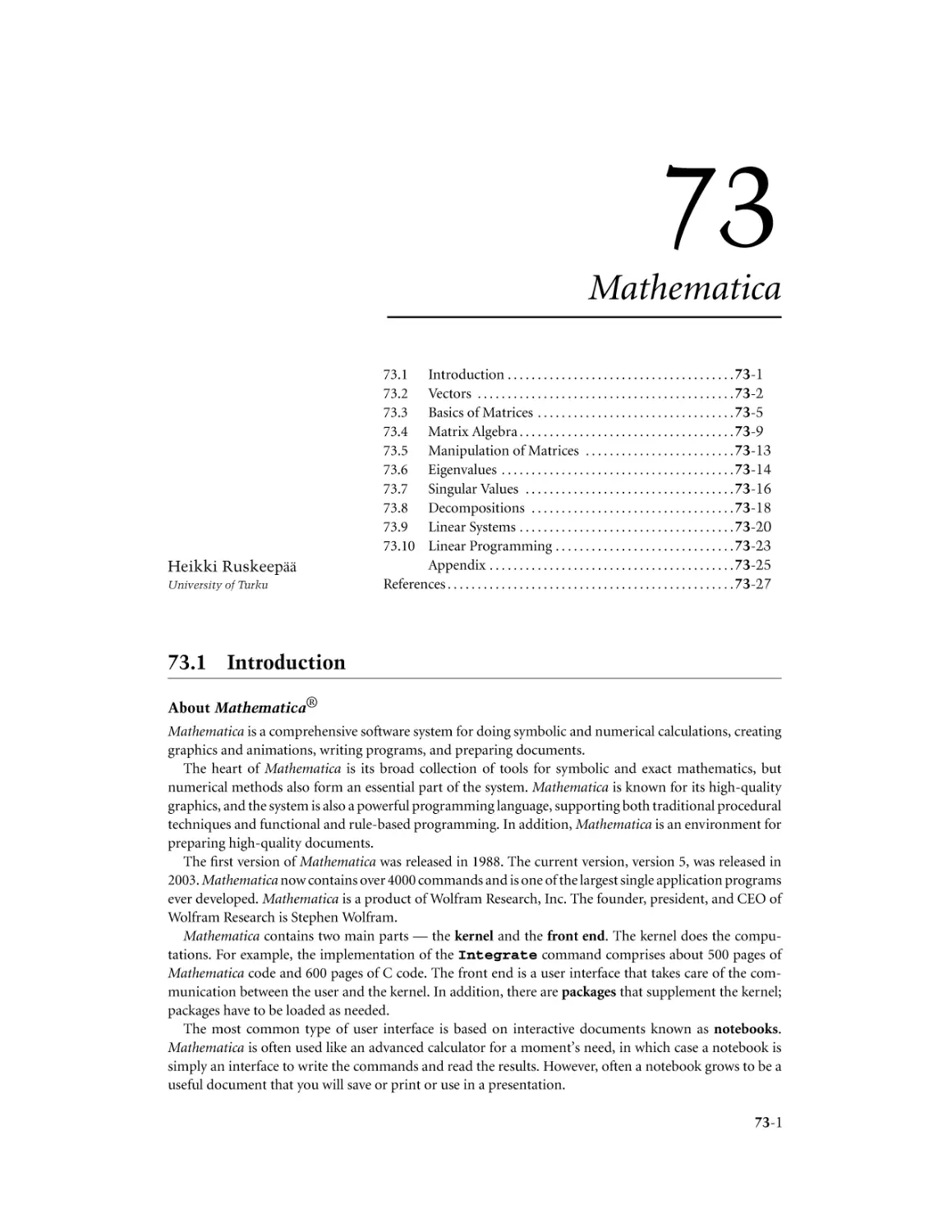 Chapter 73. Mathematica