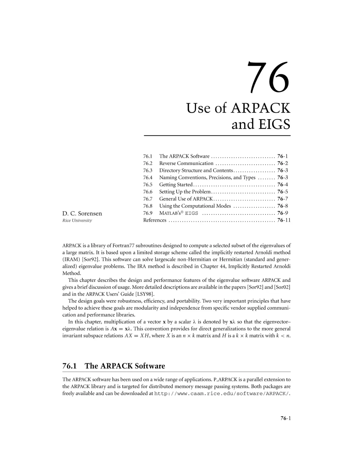 Chapter 76. Use of ARPACK and EIGS