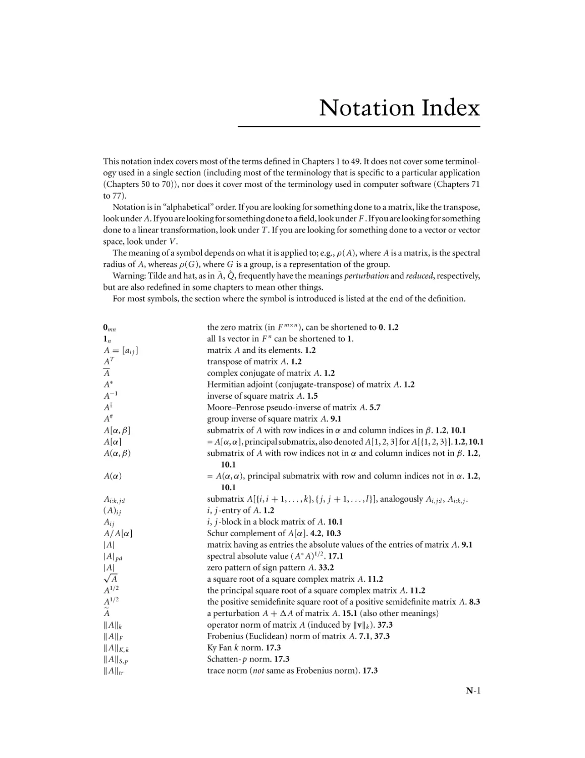 Notation Index