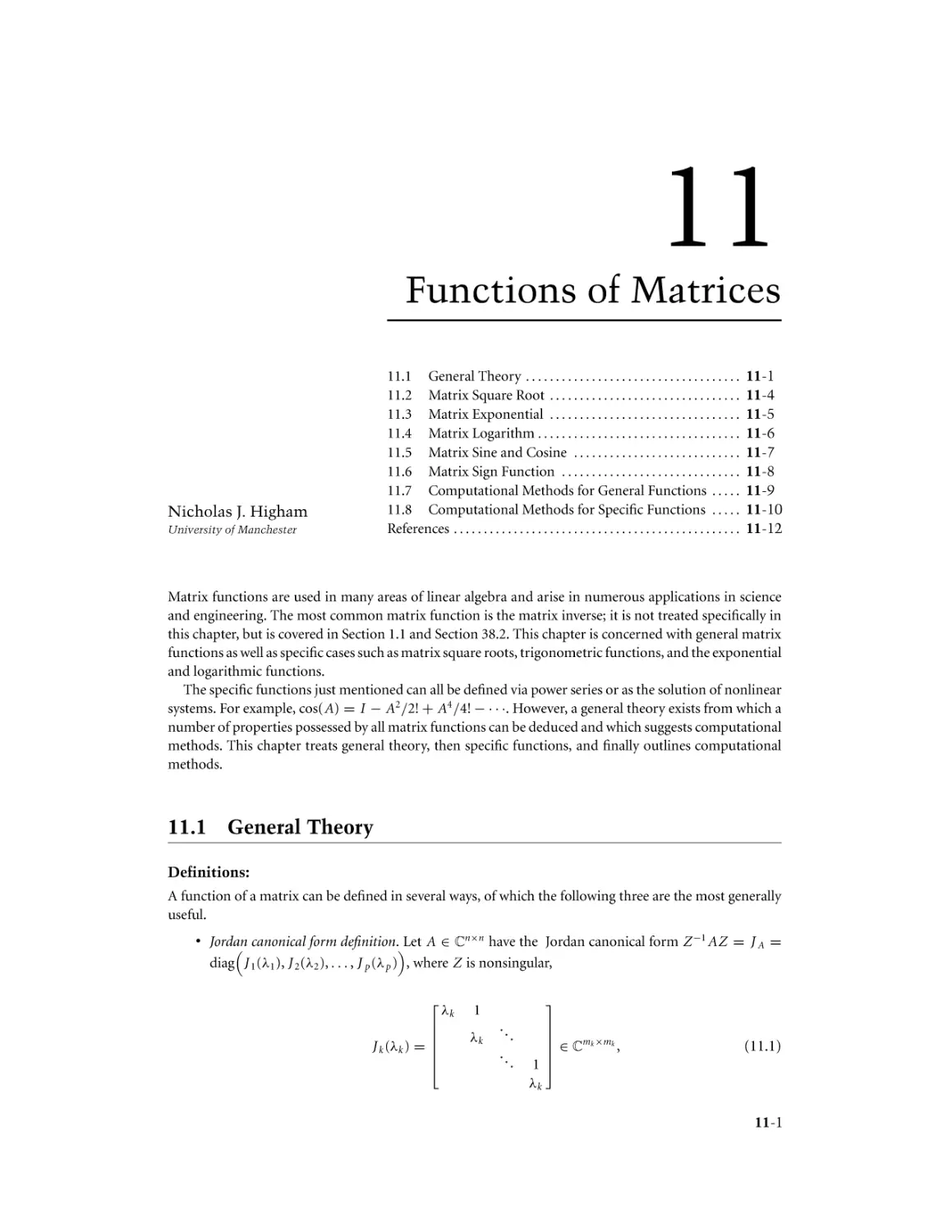 Chapter 11. Functions of Matrices