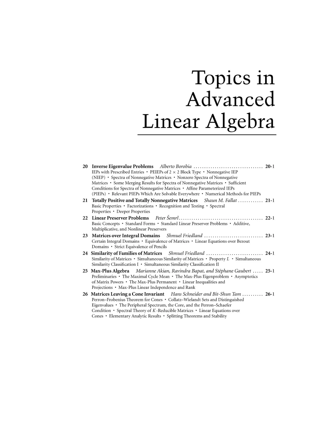 Topics in Advanced Linear Algebra