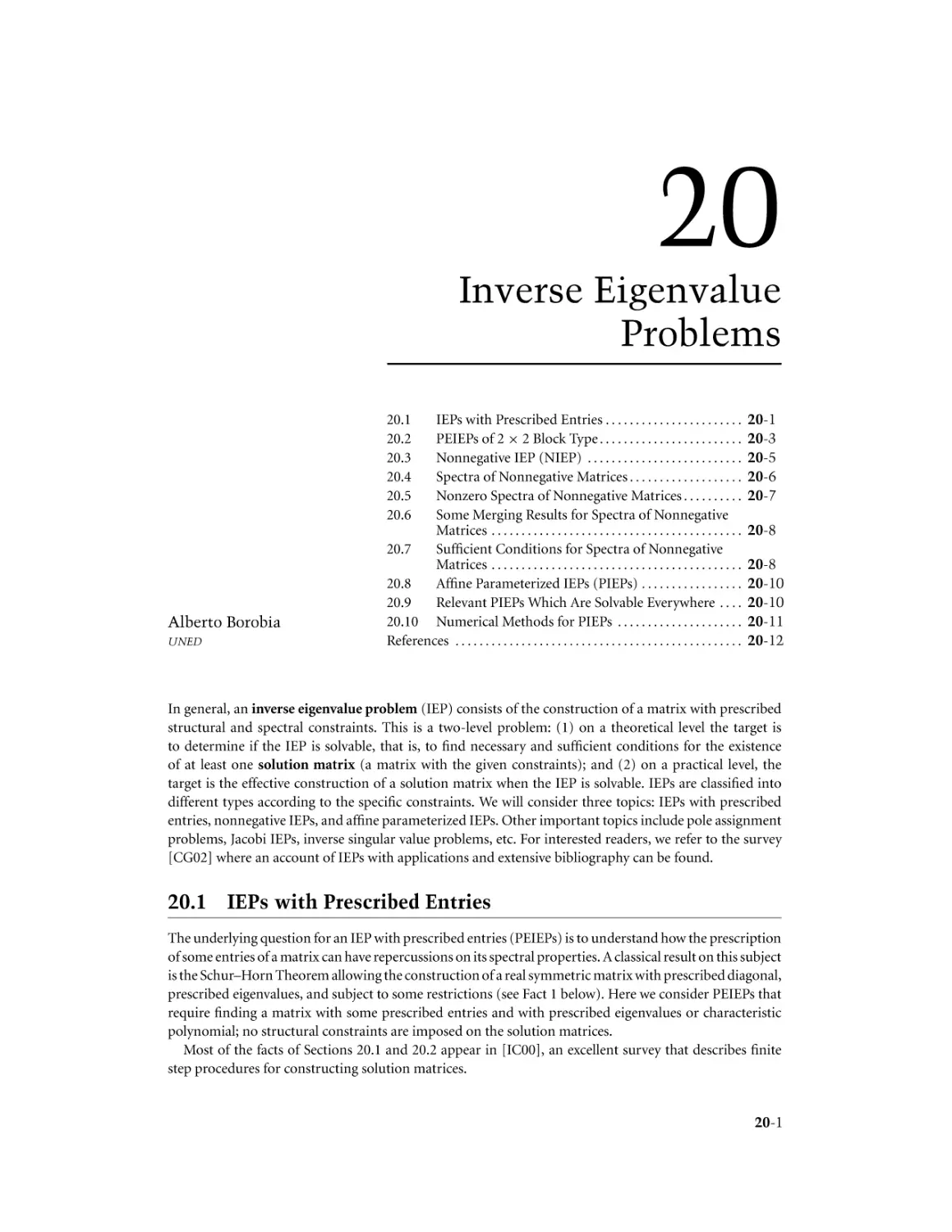 Chapter 20. Inverse Eigenvalue Problems
