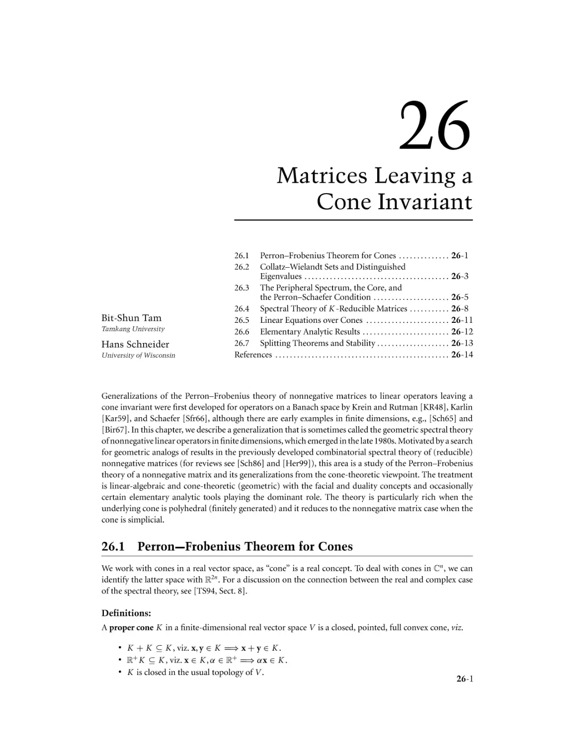 Chapter 26. Matrices Leaving a Cone Invariant