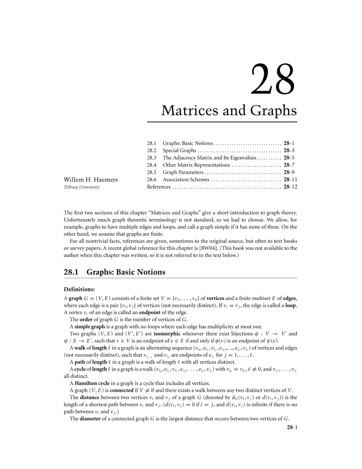 Chapter 28. Matrices and Graphs