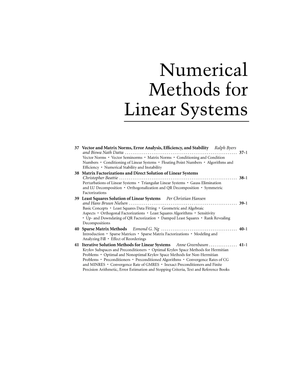 Numerical Methods for Linear Systems