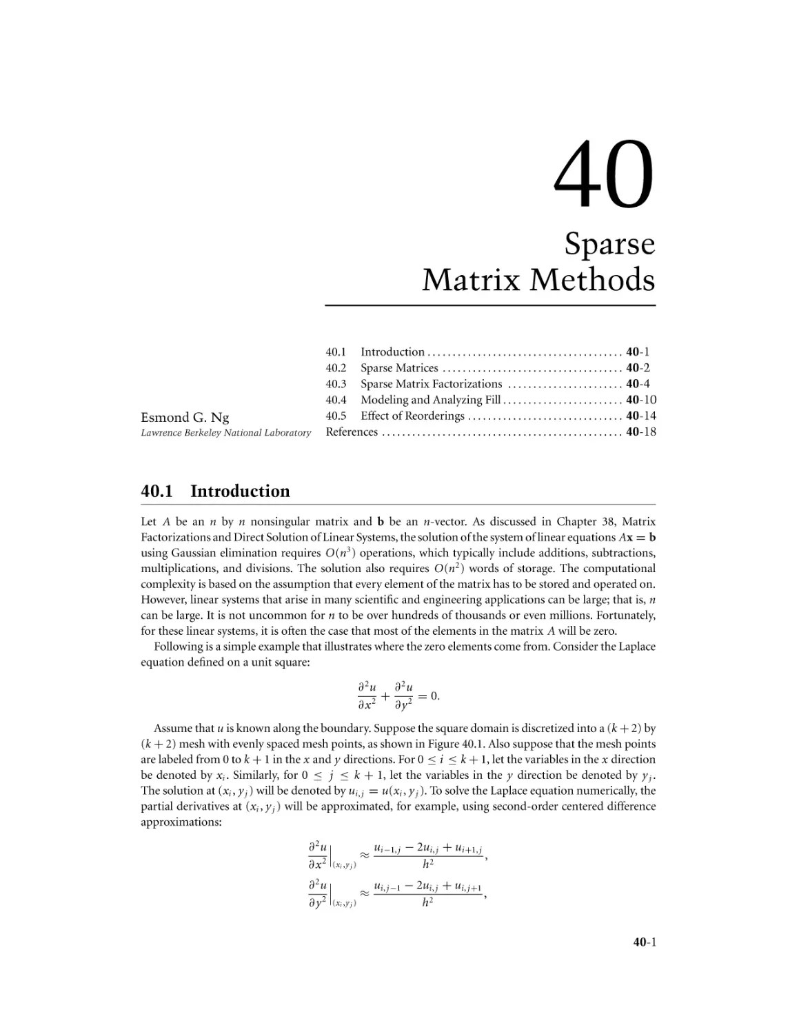 Chapter 40. Sparse Matrix Methods