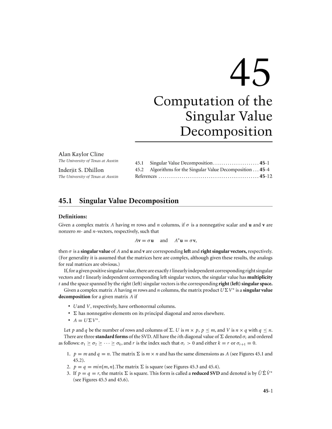 Chapter 45. Computation of the Singular Value Decomposition