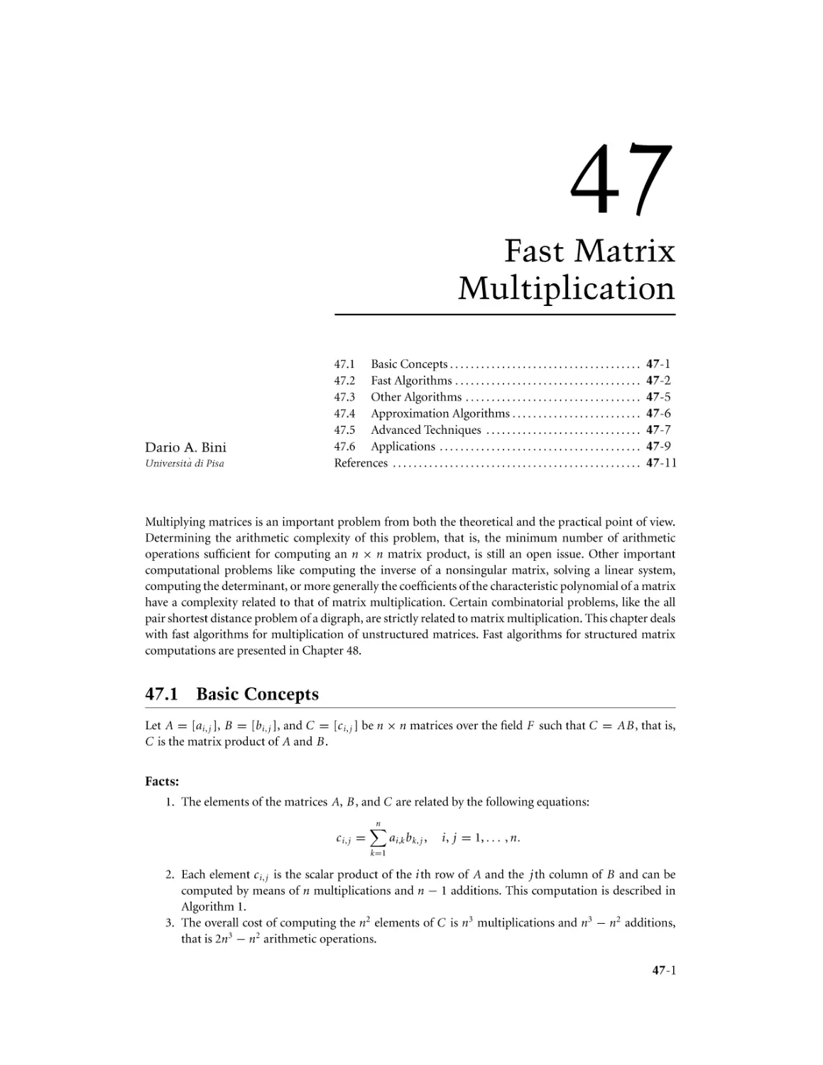 Chapter 47. Fast Matrix Multiplication