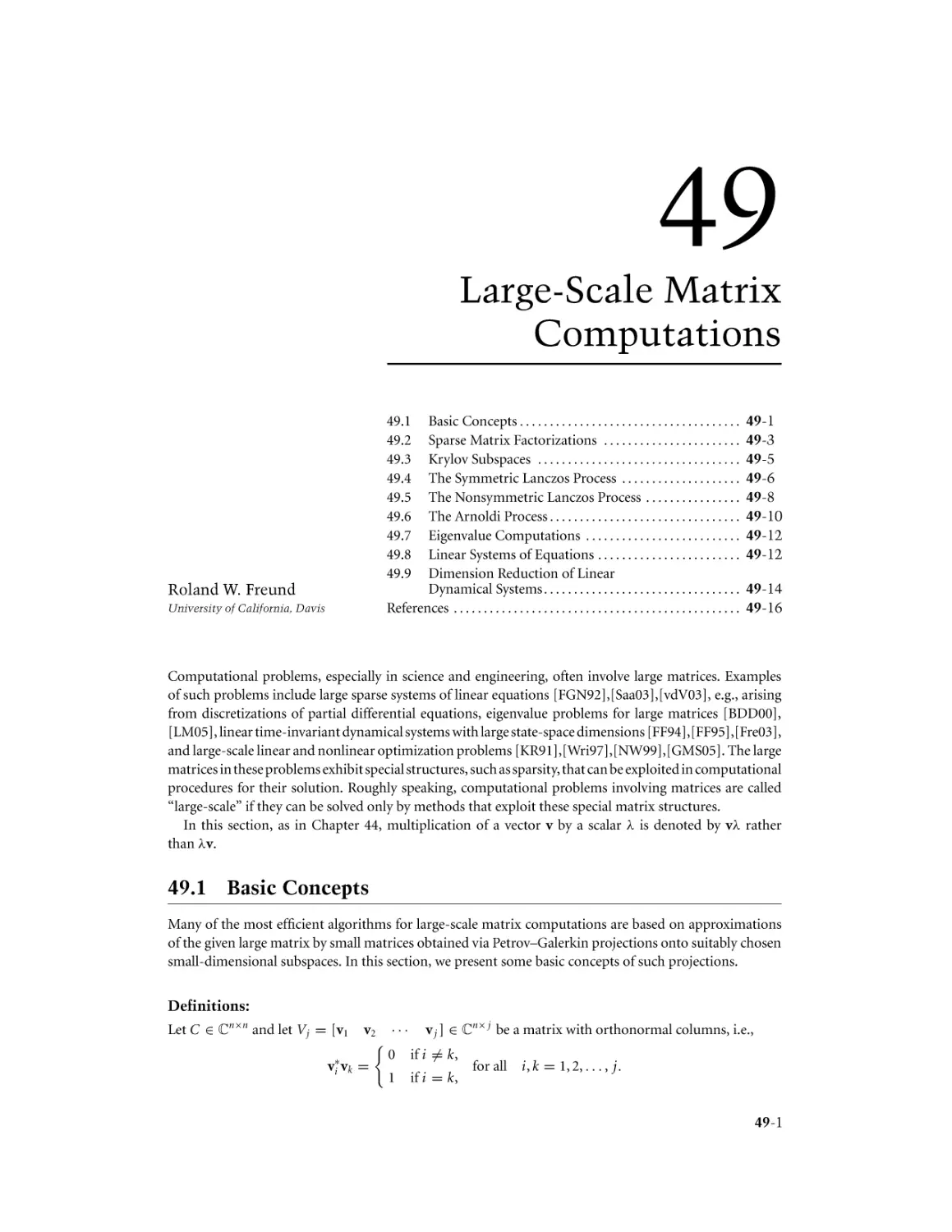 Chapter 49. Large-Scale Matrix Computations