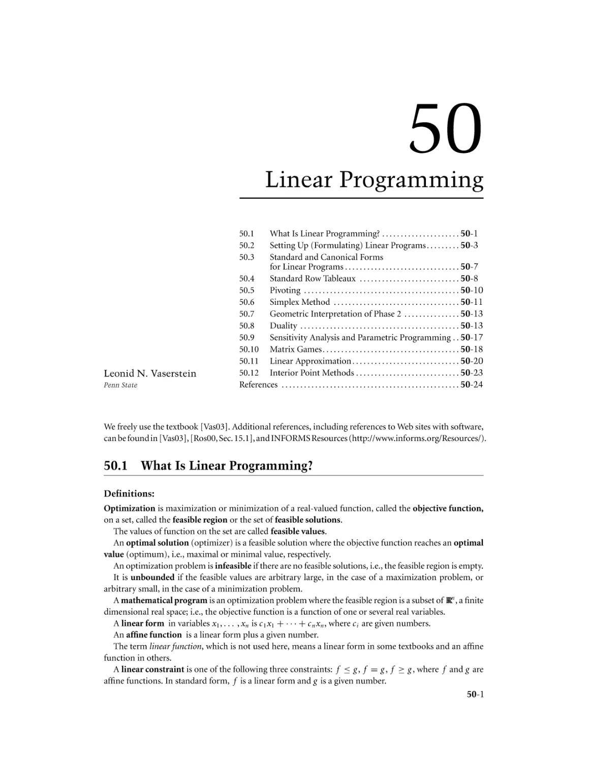 Chapter 50. Linear Programming
