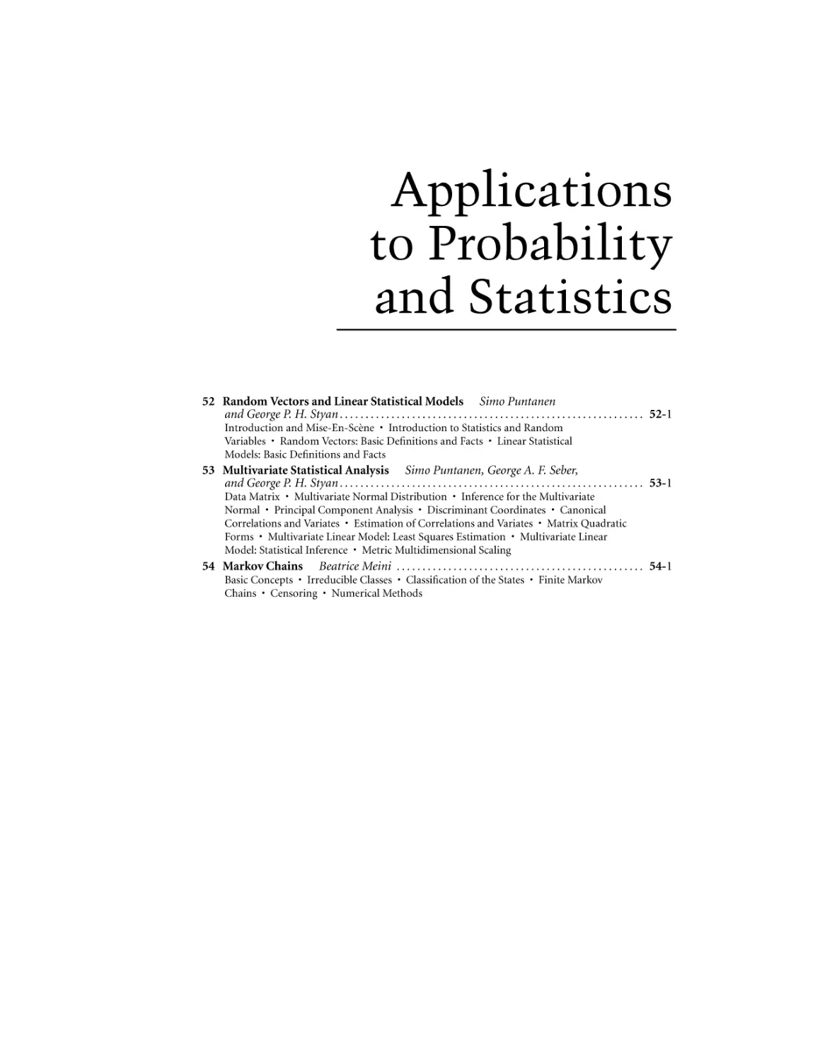 Applications to Probability and Statistics