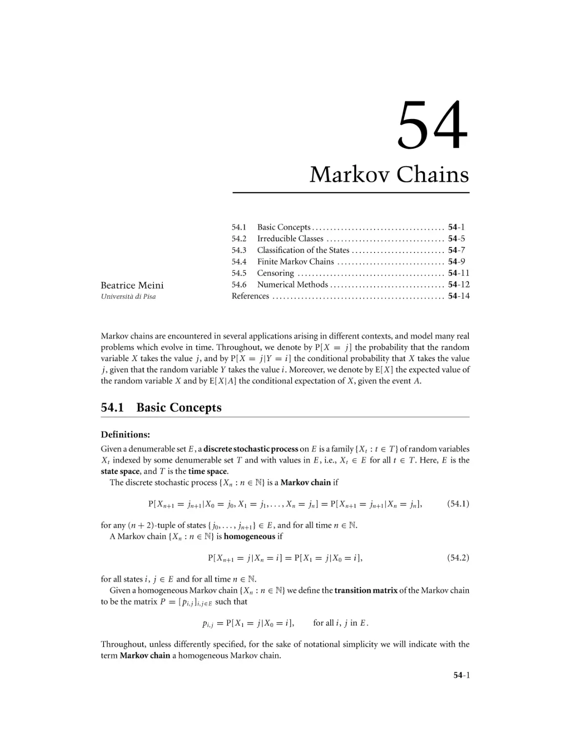 Chapter 54. Markov Chains