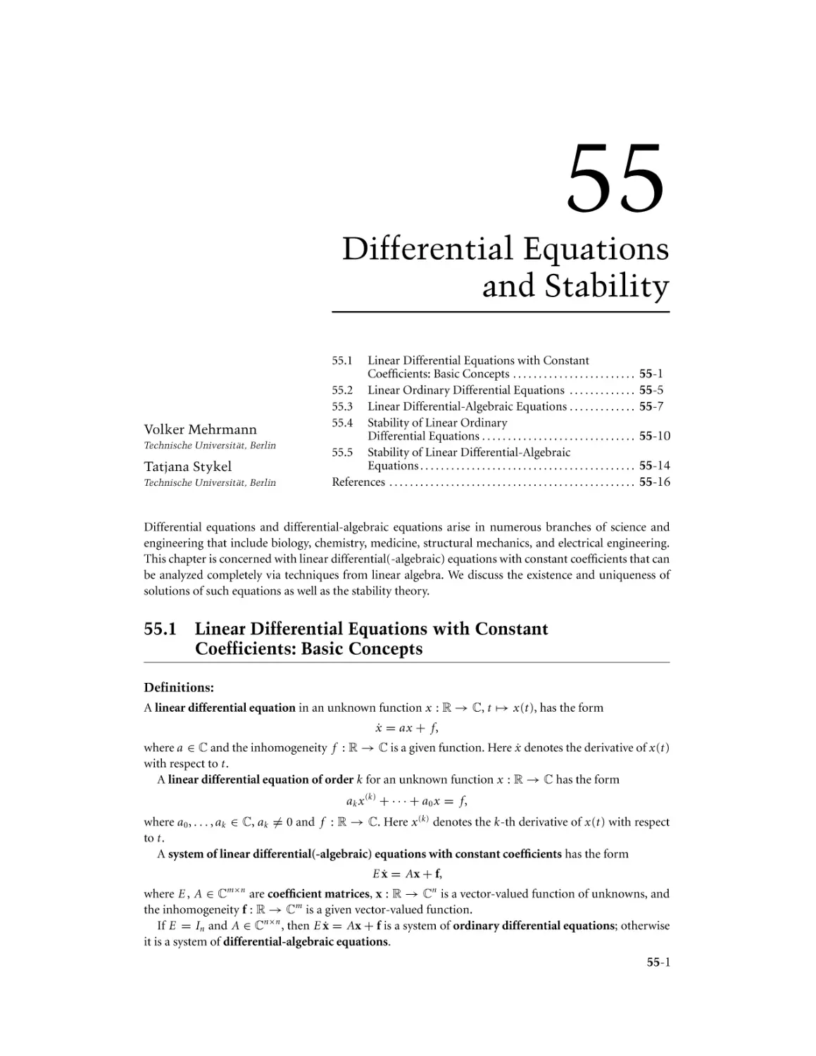 Chapter 55. Differential Equations and Stability