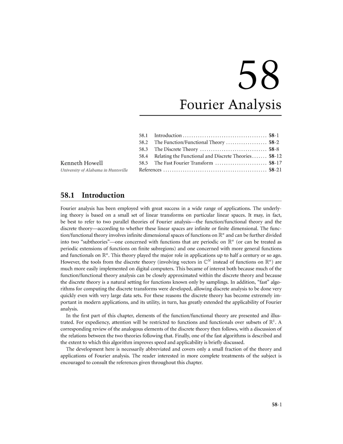 Chapter 58. Fourier Analysis