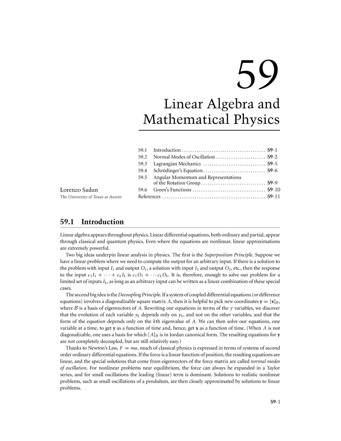 Chapter 59. Linear Algebra and Mathematical Physics