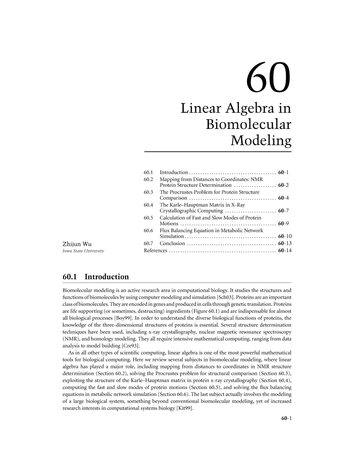 Chapter 60. Linear Algebra in Biomolecular Modeling
