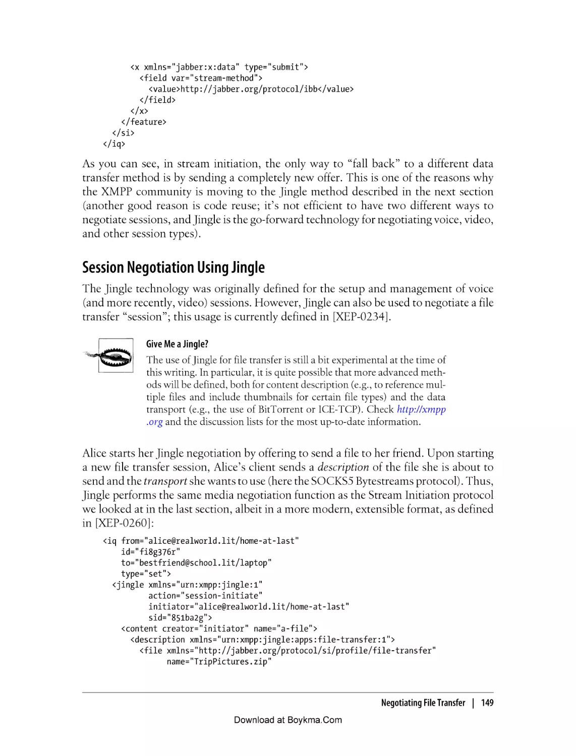 Session Negotiation Using Jingle