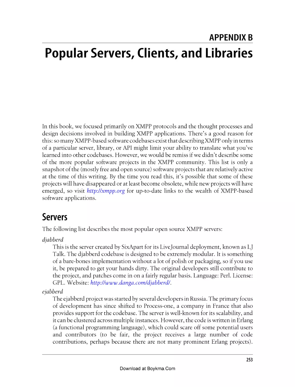 Appendix B. Popular Servers, Clients, and Libraries
Servers