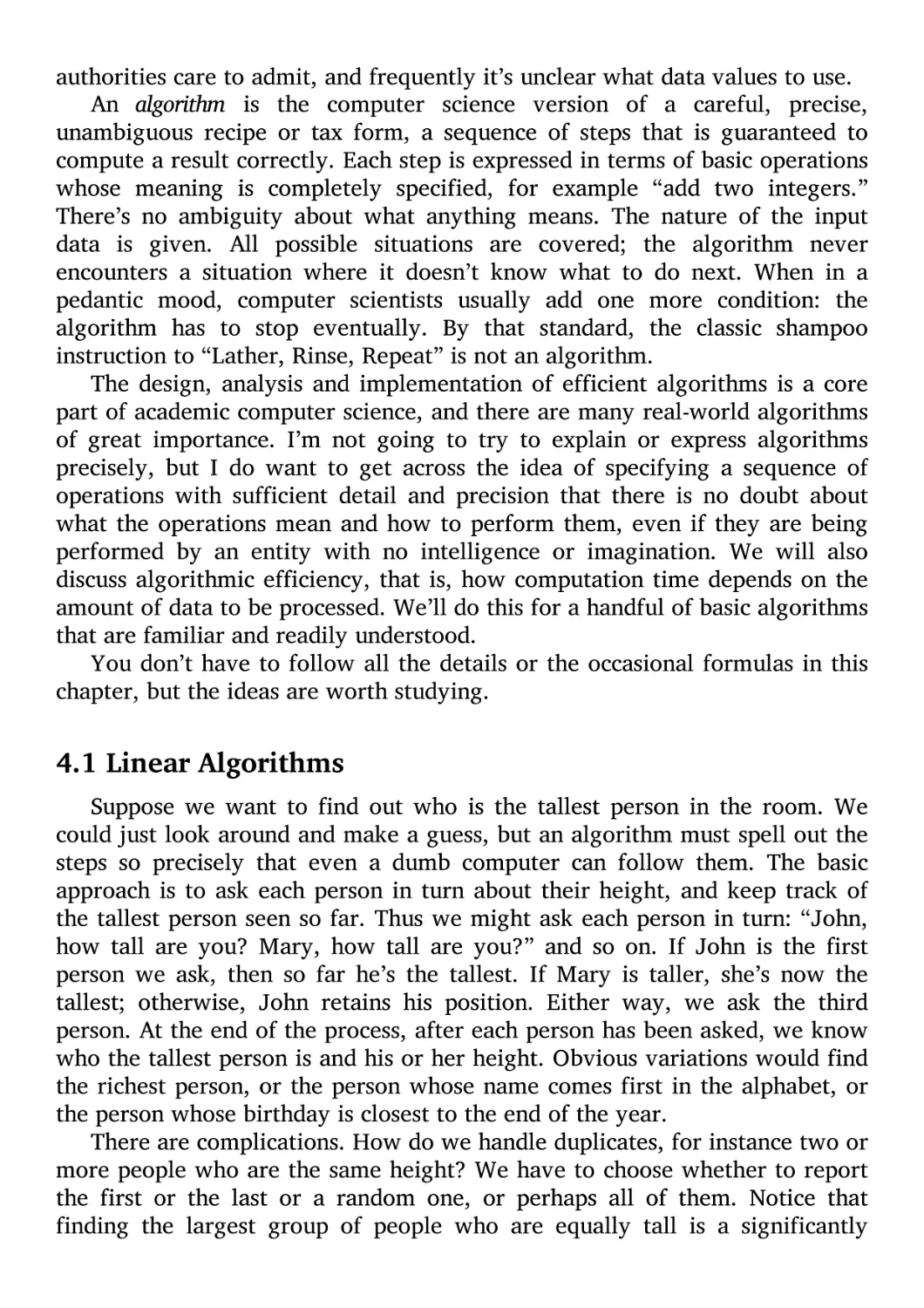 4.1 Linear Algorithms