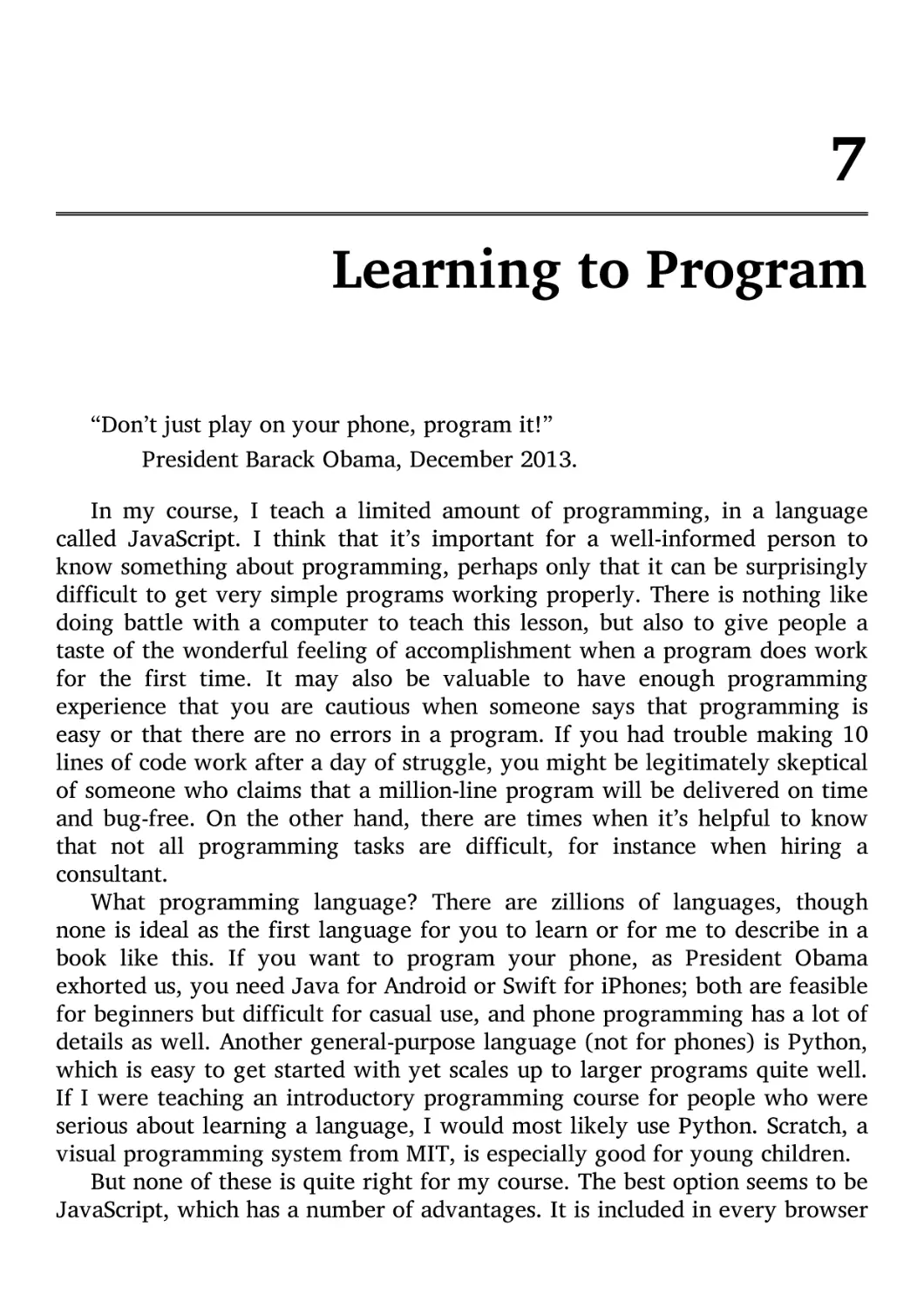 7. Learning to Program