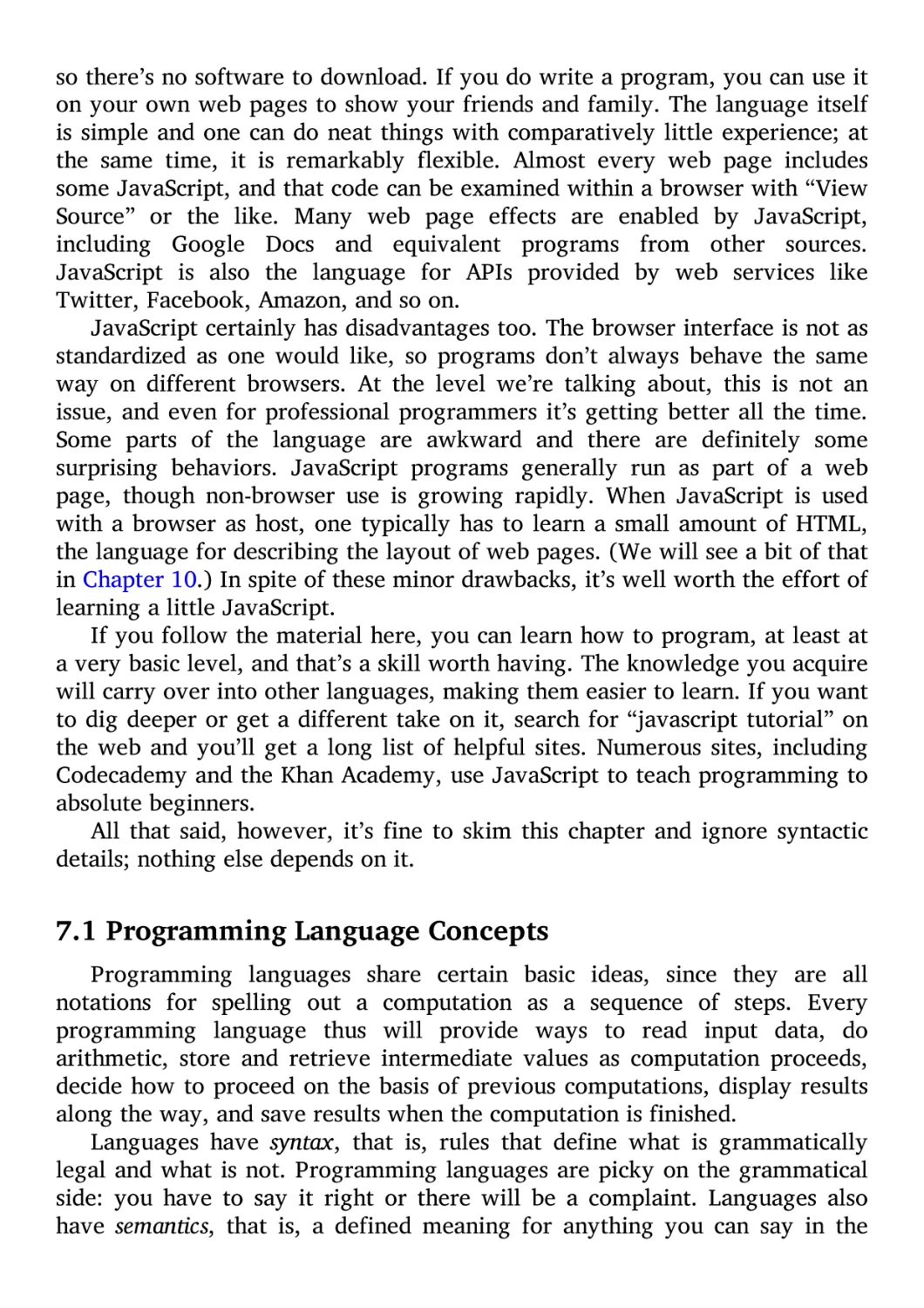 7.1 Programming Language Concepts